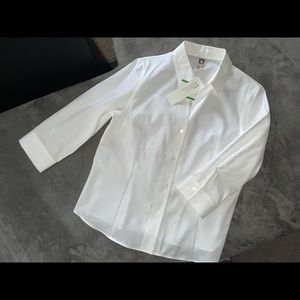 anne klein no iron white blouse wmns sz LG NWT